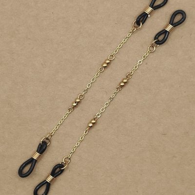 Bijoux de branches - Double duos de perles dorées - Présentation à plat
