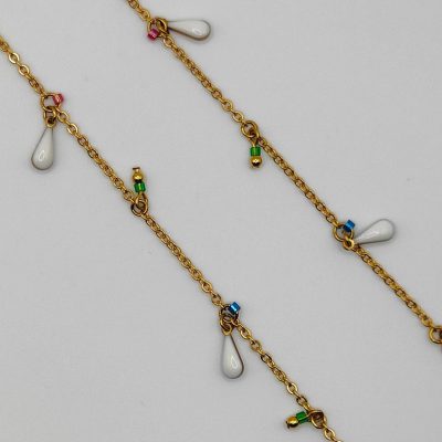 Chaîne à lunettes - Sequins émaillés gouttes / Perles Miyuki-détails