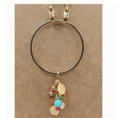 Anneau porte lunettes Grappe sequins et perles de verre - détail