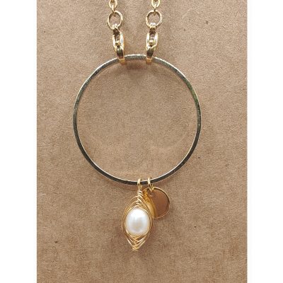 Anneau porte lunettes Perle de verre nacrée filigranée - détail