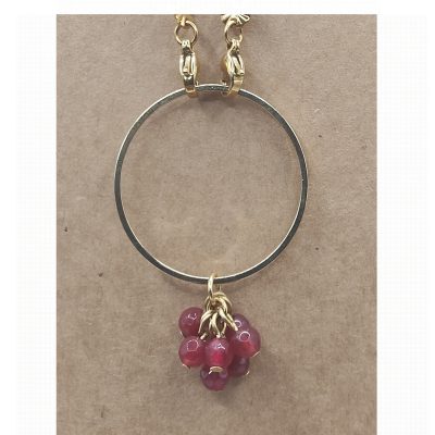 Anneau porte lunettes Grappe d’Agate rose - détail