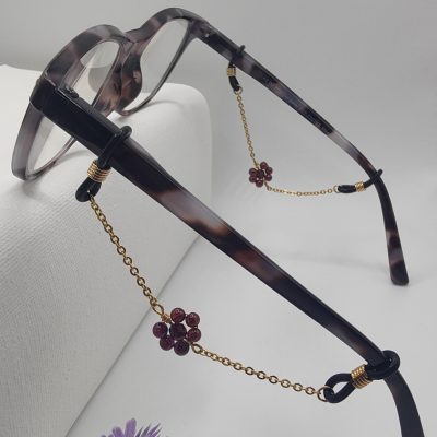 Bijoux de branches - Fleur de Grenat - Présentation sur lunettes