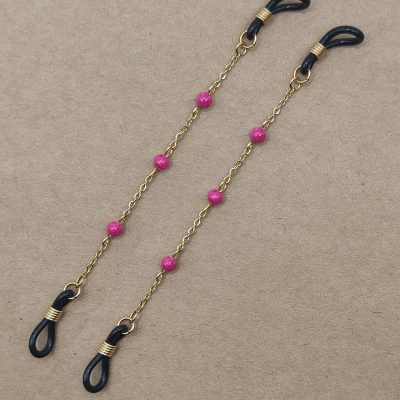 Bijoux de branches - Trio de Perles de verre fuchsia - Présentation à plat