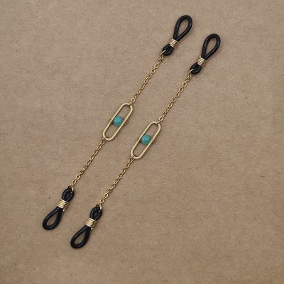 Bijoux de branches - Intercalaire ovale et perle de verre verte pastelles au centre - Présentation à plat