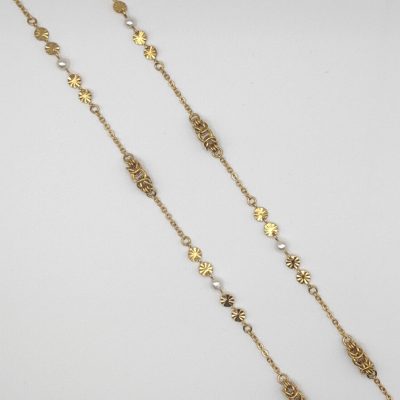 Chaîne à lunettes - anneaux imbriqués en maille Byzantine et chaîne soleil - détail chaîne